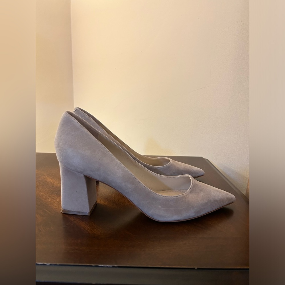 Marc Fisher Zala Pointed Suede Block Heel Pumps - Picture 9 of 11